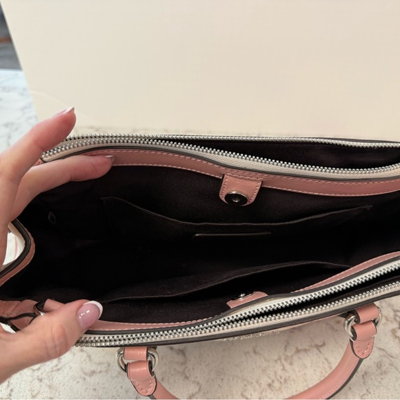 Coach Rose Print Satchel - Cream and Pink - Picture 6 of 7